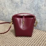 {Style No: D3N78XQY} LE 37 MINI BUCKET BAG 15 IN BURGUNDY RED CALFSKIN GOLD HARDWARE