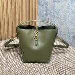 {Style No: RYW242O4} LE 37 SMALL BUCKET BAG 20 IN AVOCADO GREEN CALFSKIN GOLD HARDWARE