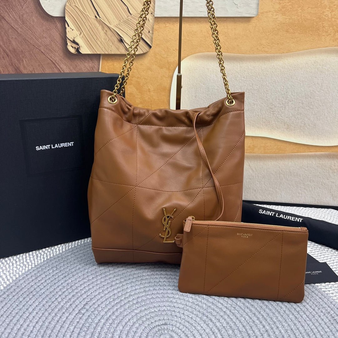 {Style No: EO7TZB3N} JAMIE POCHON 33 IN BRONZE BROWN LAMBSKIN GOLD HARDWARE