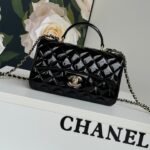 {Style No: Y6KR8XOF} MINI FLAP BAG 20 IN BLACK GLOSSY CALFSKIN GOLD HARDWARE