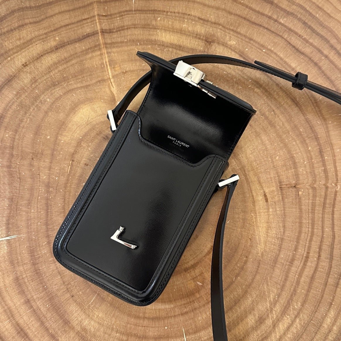 {Style No: 1MHN9J3D} SOLFERINO 18 BLACK CALFSKIN PHONE BAG - Image 3