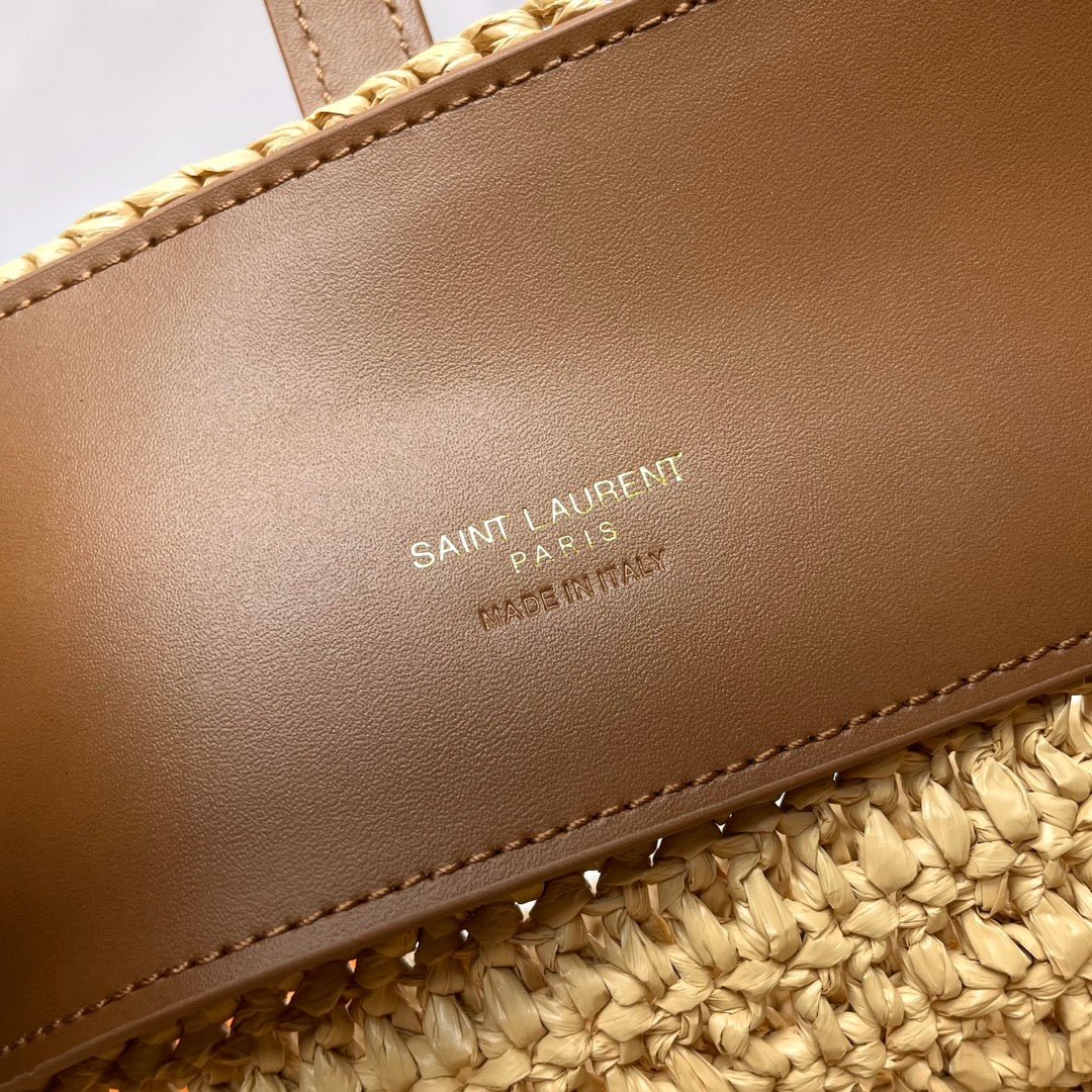 {Style No: I9GP7MUY} LE 37 MEDIUM 25 IN LIGHT YELLOW STRAW AND BROWN LEATHER TRIM - Image 4