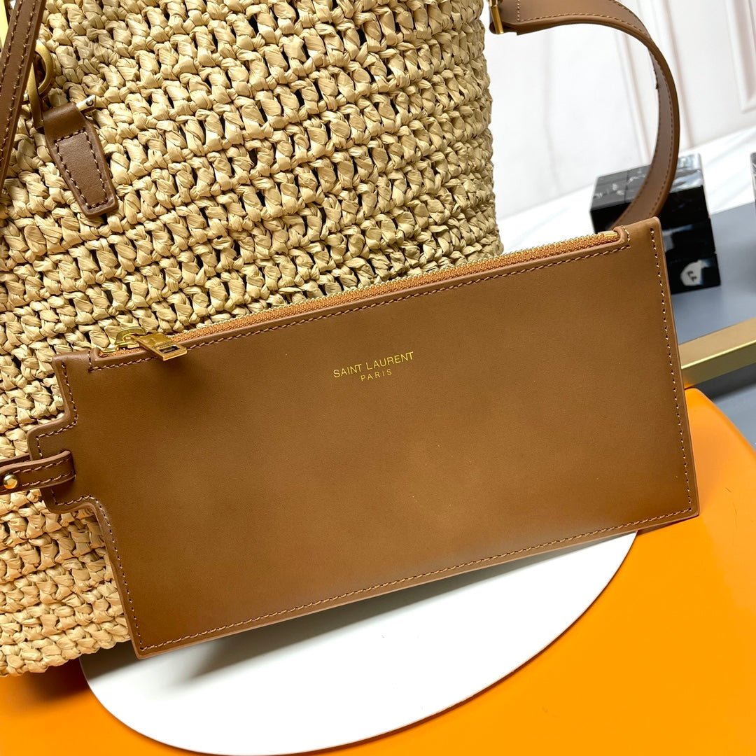 {Style No: I9GP7MUY} LE 37 MEDIUM 25 IN LIGHT YELLOW STRAW AND BROWN LEATHER TRIM - Image 5