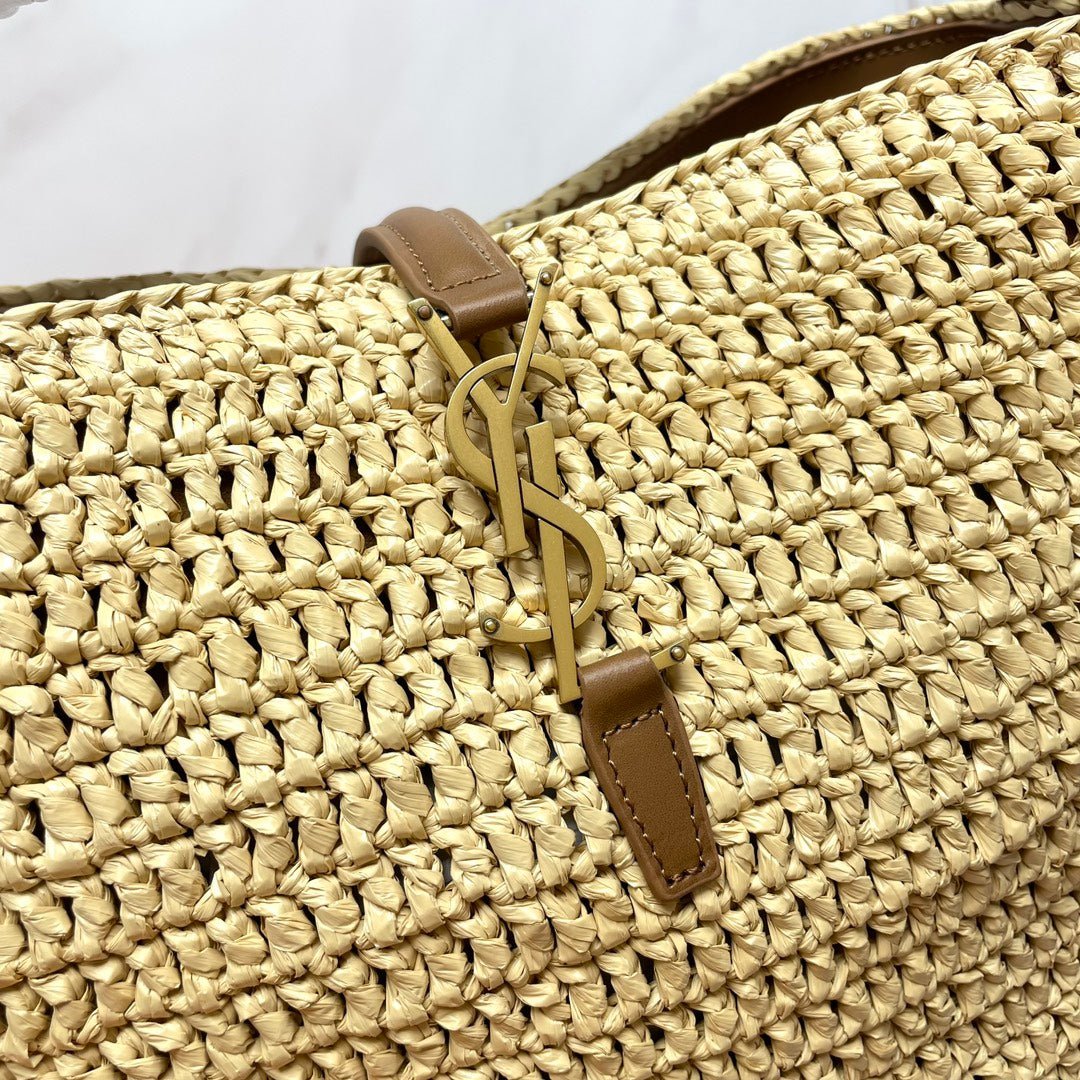 {Style No: I9GP7MUY} LE 37 MEDIUM 25 IN LIGHT YELLOW STRAW AND BROWN LEATHER TRIM - Image 9
