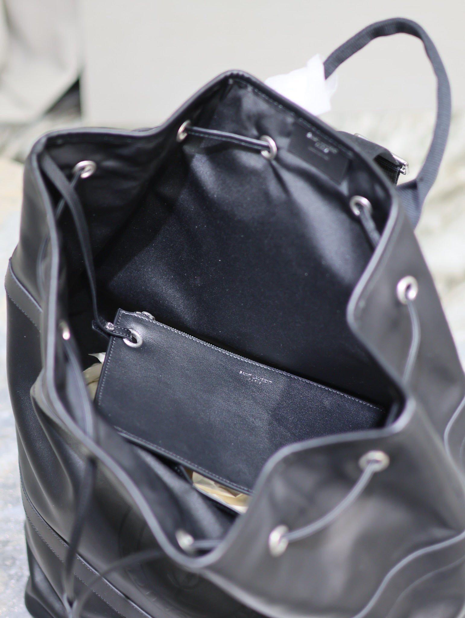 {Style No: 328TRDSY} RIVE GAUCHE BACKPACK 49 IN BLACK CALFSKIN - Image 6
