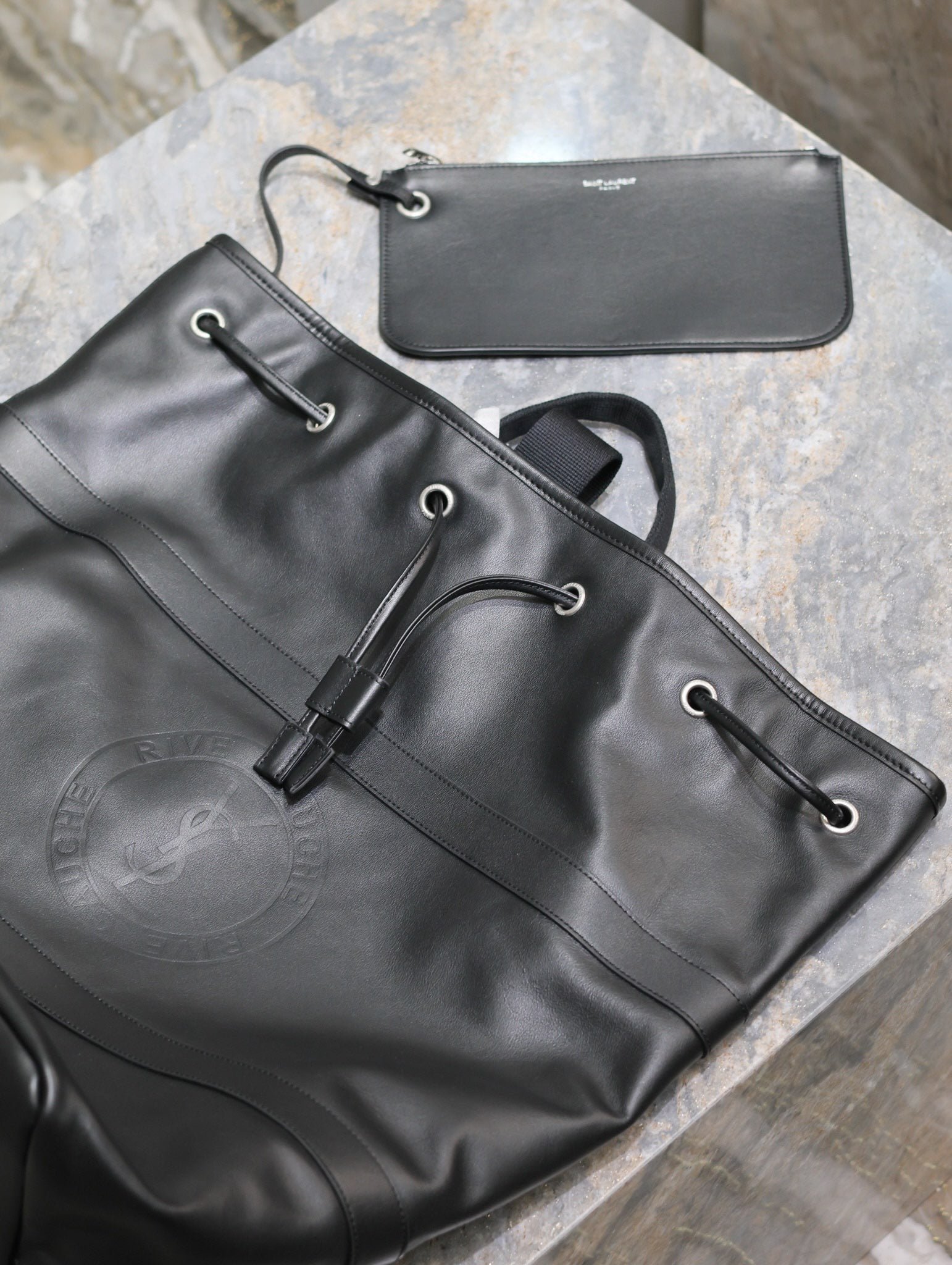 {Style No: 328TRDSY} RIVE GAUCHE BACKPACK 49 IN BLACK CALFSKIN - Image 8