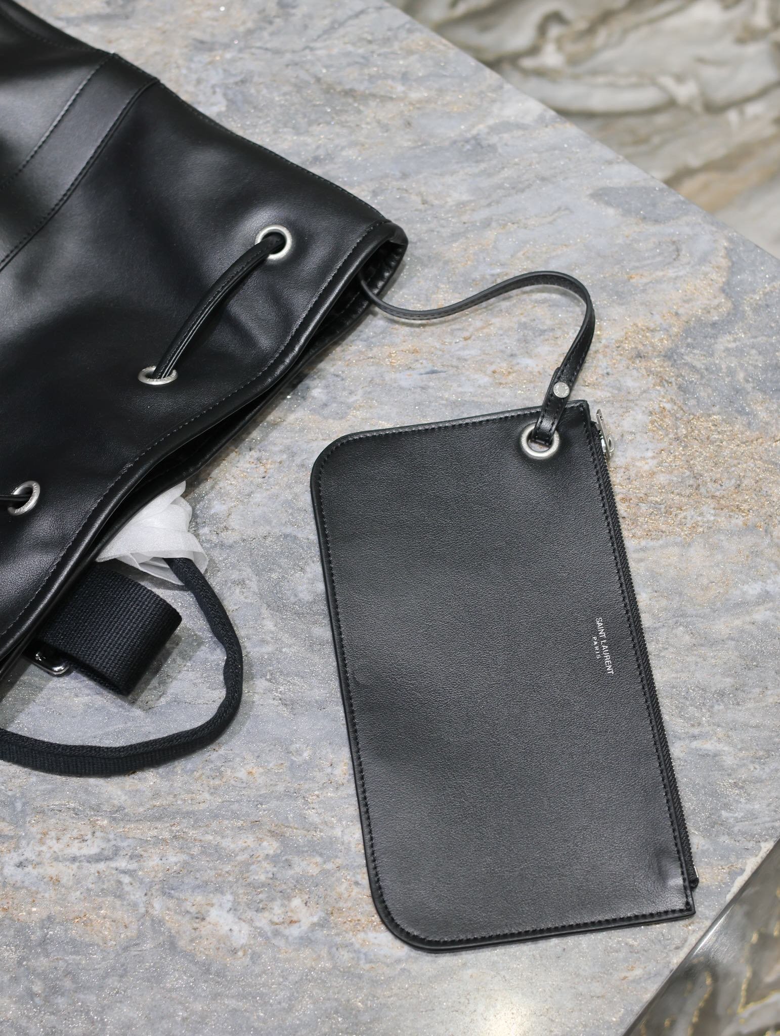 {Style No: 328TRDSY} RIVE GAUCHE BACKPACK 49 IN BLACK CALFSKIN - Image 9