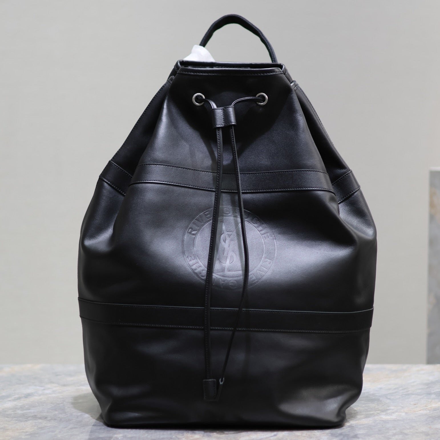 {Style No: 328TRDSY} RIVE GAUCHE BACKPACK 49 IN BLACK CALFSKIN