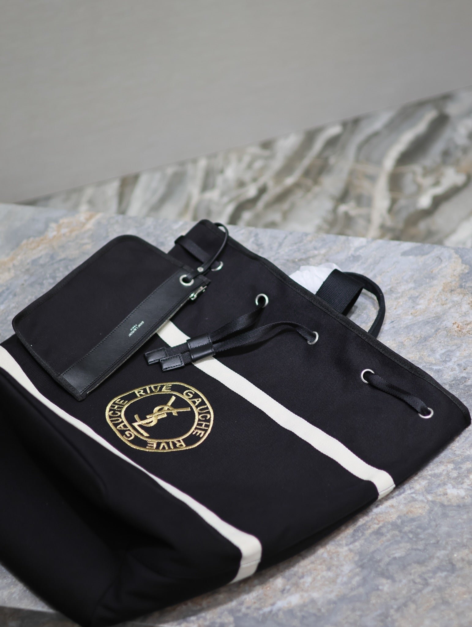 {Style No: 5MAWHZ1U} RIVE GAUCHE BACKPACK 49 IN BLACK MIX WHITE CANVAS - Image 8
