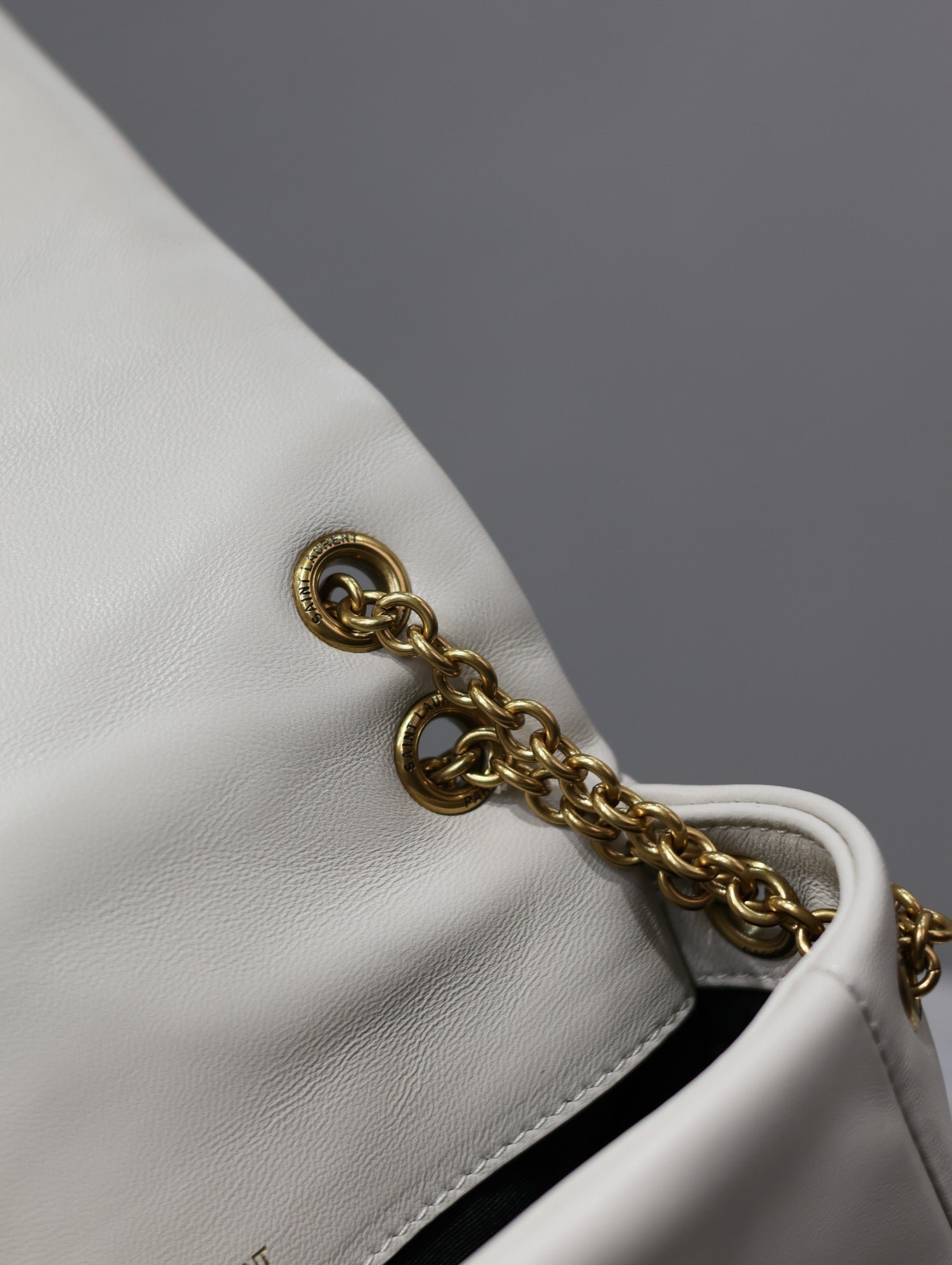 {Style No: XMITUNED} YSL 25S JAMIE MINI 20 IN BLANC VINTAGE LAMBSKIN GOLD HARDWARE - Image 8