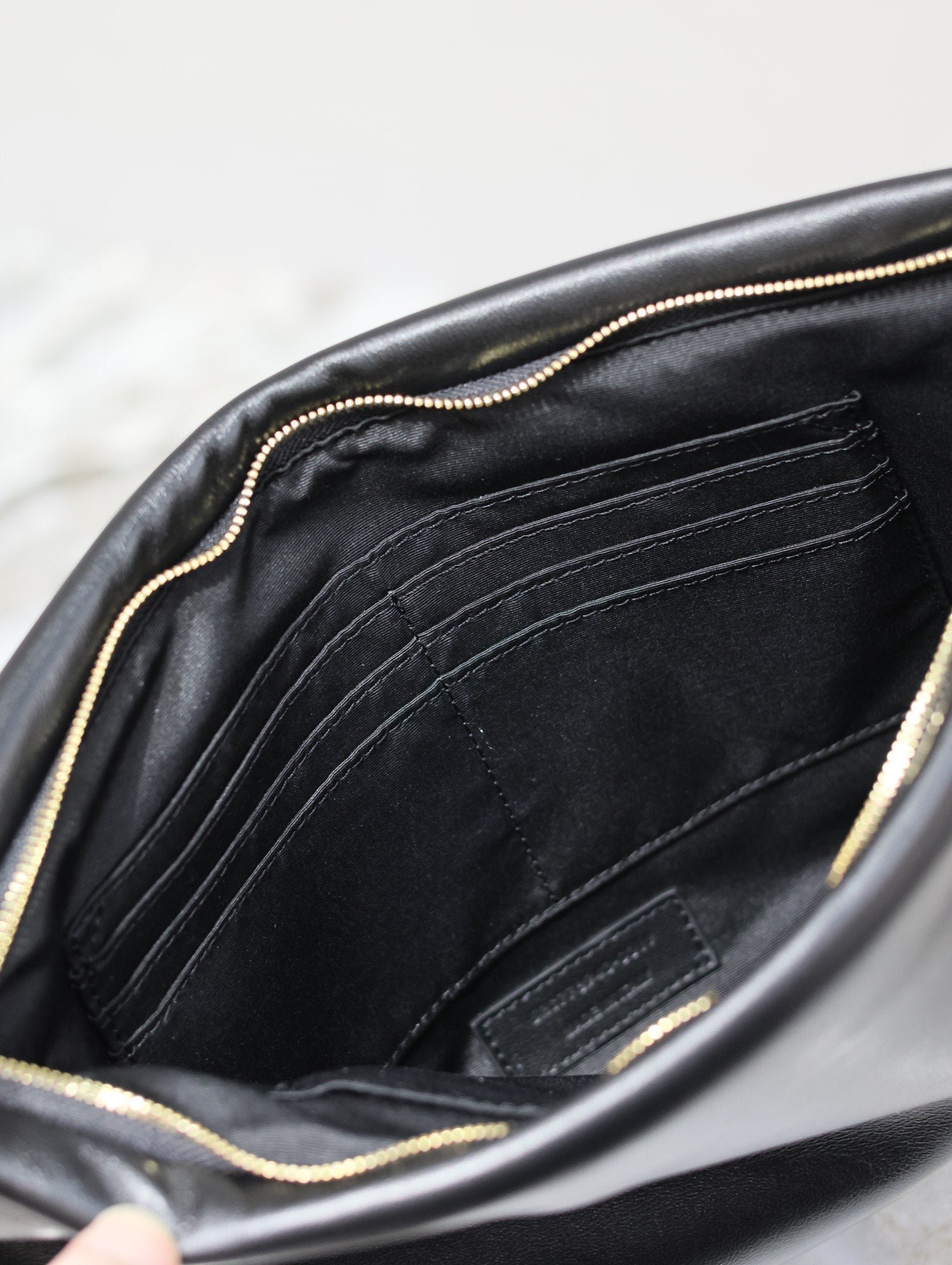 {Style No: 37A8YAZC} CALYPSO LARGE POUCH 30 IN BLACK SMOOTH LAMBSKIN - Image 6