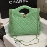{Style No: YAI7WOGM} CC SMALL 30 SHOPPING BAG IN GREEN MINT CALFSKIN
