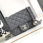 {Style No: KPB1C5QR} CC SMALL 17 FLAP BAG IN DARK GREY CALFSKIN