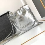 {Style No: SVTSJ7FO} CC 22 BAG IN SILVER SHINY CALFSKIN AND GOLD METAL