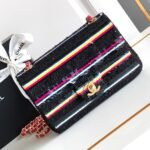 {Style No: NFKTM89Q} MINI 20 CLASSIC HANDBAG IN BLACK EMBROIDERED TWEED SEQUINS
