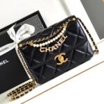 {Style No: FFB7GYFS} CC MINI 20 FLAP BAG IN BLACK LAMBSKIN GOLD HARDWARE
