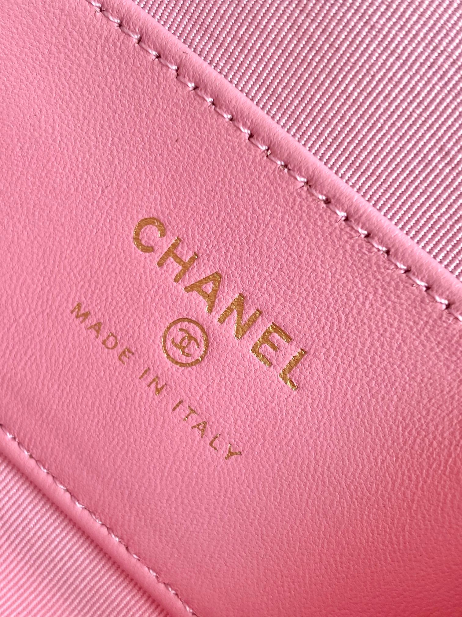 {Style No: VK1G68R6} CC MINI 13 CLUTCH WITH STRAP IN LIGHT PINK LAMBSKIN ATTACH BOW - Image 6