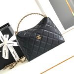 {Style No: J2ACOK46} CC MINI 19 CLUTCH WITH STRAP IN BLACK CALFSKIN