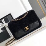 {Style No: H2Q29V33} CHANEL 25S FLAP BAG 23.5 CM IN BLACK WOOL AND LAMBSKIN