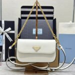 {Style No: N7R4O78C} PRADA 25S MINI FLAP BAG 20 IN WHITE SAFFIANO CALFSKIN GOLD HARDWARE