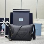 {Style No: F19QIP3T} PRADA 25S SHOULDER STRAP BAG 26 IN BLACK CALFSKIN SILVER HARDWRE