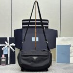 {Style No: EWZXNJF6} SHOULDER BAG 27 IN BLACK RE-NYLON TRIANGLE LOGO