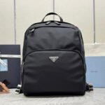 {Style No: YR7YG434} PRADA 25S BACKPACK 39 IN BLACK RE-NYLON AND SAFFIANO CALFSKIN