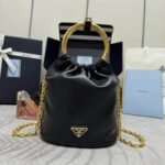 {Style No: EY1R63U5} MINI BUCKET BAG 19 IN BLACK SOFT NAPPA LAMBSKIN GOLD HARDWARE