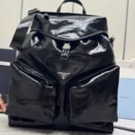 {Style No: KGMWBWFG} PRADA 25S BACKPACK 45 IN BLACK GLOSSY CALFSKIN SILVER HARDWRE