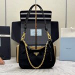 {Style No: DXL5Y81H} PRADA 25S MINI HOBO BAG 23 IN BLACK VELVET GOLD HARDWRE