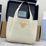 {Style No: H8TA8W5V} PRADA 25S TOTE MINI BAG 18 IN IVORY CALFSKIN GOLD HARDWRE