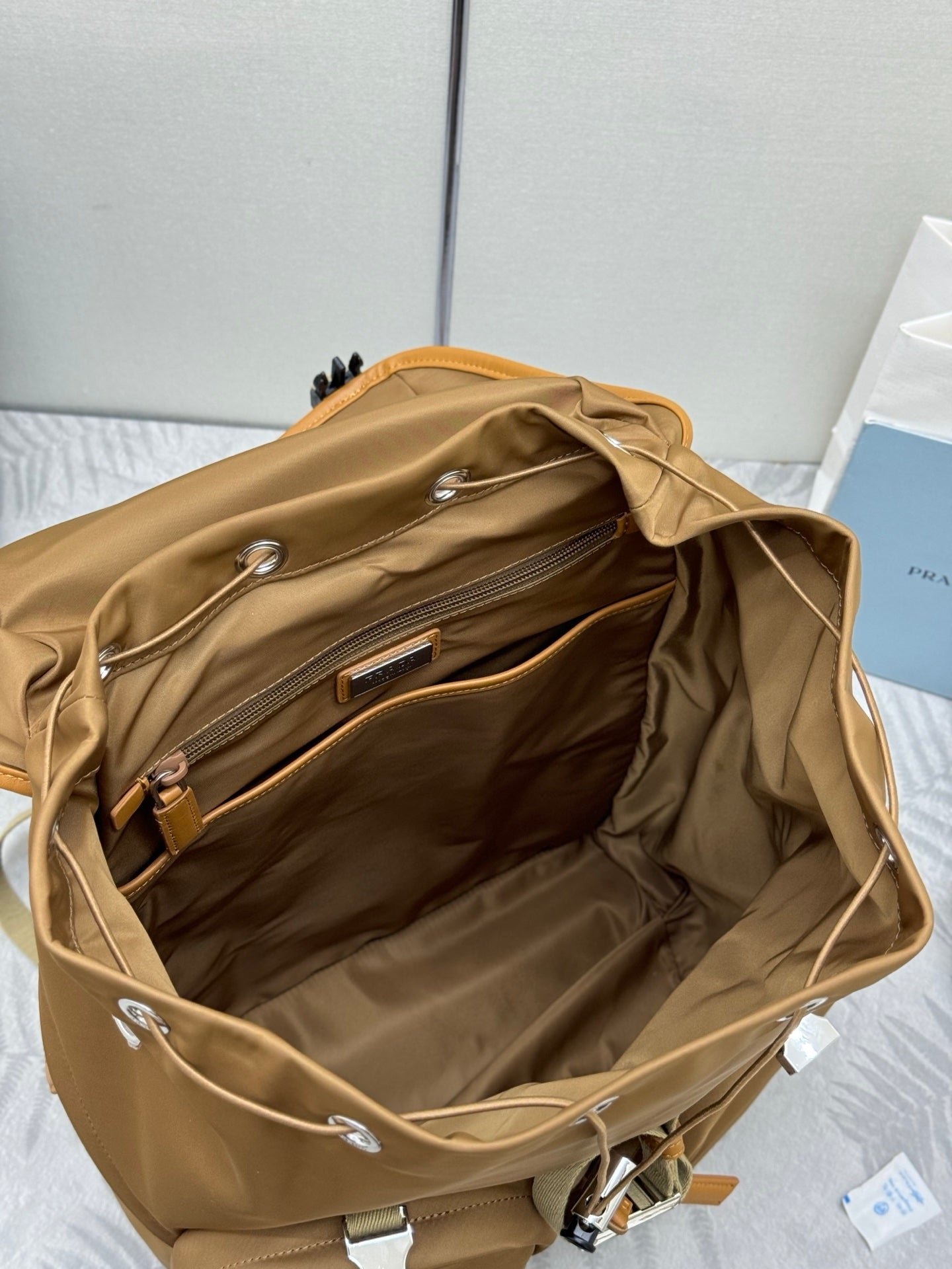 {Style No: LZPDMBSZ} PRADA 25S RE-EDITION 1978 RE-NYLON BACKPACK 52 IN BROWN SILVER HARDWARE - Image 5