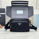 {Style No: SYQ5RVP6} PRADA 25S SHOULDER BAG 24 IN BLACK RE-NYLON SILVER HARDWARE