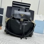 {Style No: YY31X7HH} PRADA 25S EXPLORE MEDIUM BACKPACK 29 IN BLACK CALFSKIN GOLD HARDWARE
