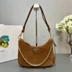 {Style No: 4MURX3AW} HOBO BAG 23 IN RUSSET BROWN SUEDE GOLD CHAIN