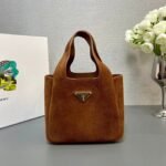 {Style No: 4GT45JTZ} MINI TOTE BAG 18 IN RED BROWN SUEDE GOLD LOGO