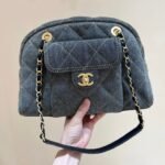 {Style No: Y7VCS3I4} BOWLING BAG 33 IN SANTAS GRAY DENIM GOLD HARDWARE