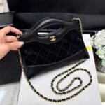 {Style No: N7PS86DW} 25S CHANEL MINI SHOPPING BAG 20 IN BLACK SUEDE CALFSKIN