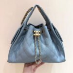 {Style No: RITU1Y7J} CHANEL 25S HANDBAG IN LIGHT BLUE 30 GRAINED CALFSKIN GOLD HARDWARE