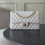 {Style No: 5N19S4RN} CHANEL 25S CLASSIC FLAP BAG 25 CM IN WHITE LAMBSKIN WITH GOLD HARDWARE