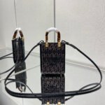 {Style No: 43EN4RAN} MINI SUNSHINE 18 IN BROWN RAFFIA AND BLACK WOOL CALFSKIN TRIM