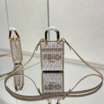 {Style No: MFXJ95IE} MINI SUNSHINE 18 IN WHITE WOOL AND CAMEL BROWN RAFFIA CALFSKIN TRIM