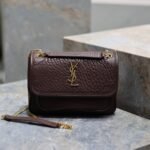 {Style No: CCE7QKCG} Niki mini crinkled shoulder 22 in Chestnut Brown Lamskin Gold Hardware