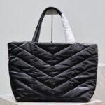 {Style No: 56M2LNOO} PUFFER LARGE TOTE BAG 57 IN BLACK SILK