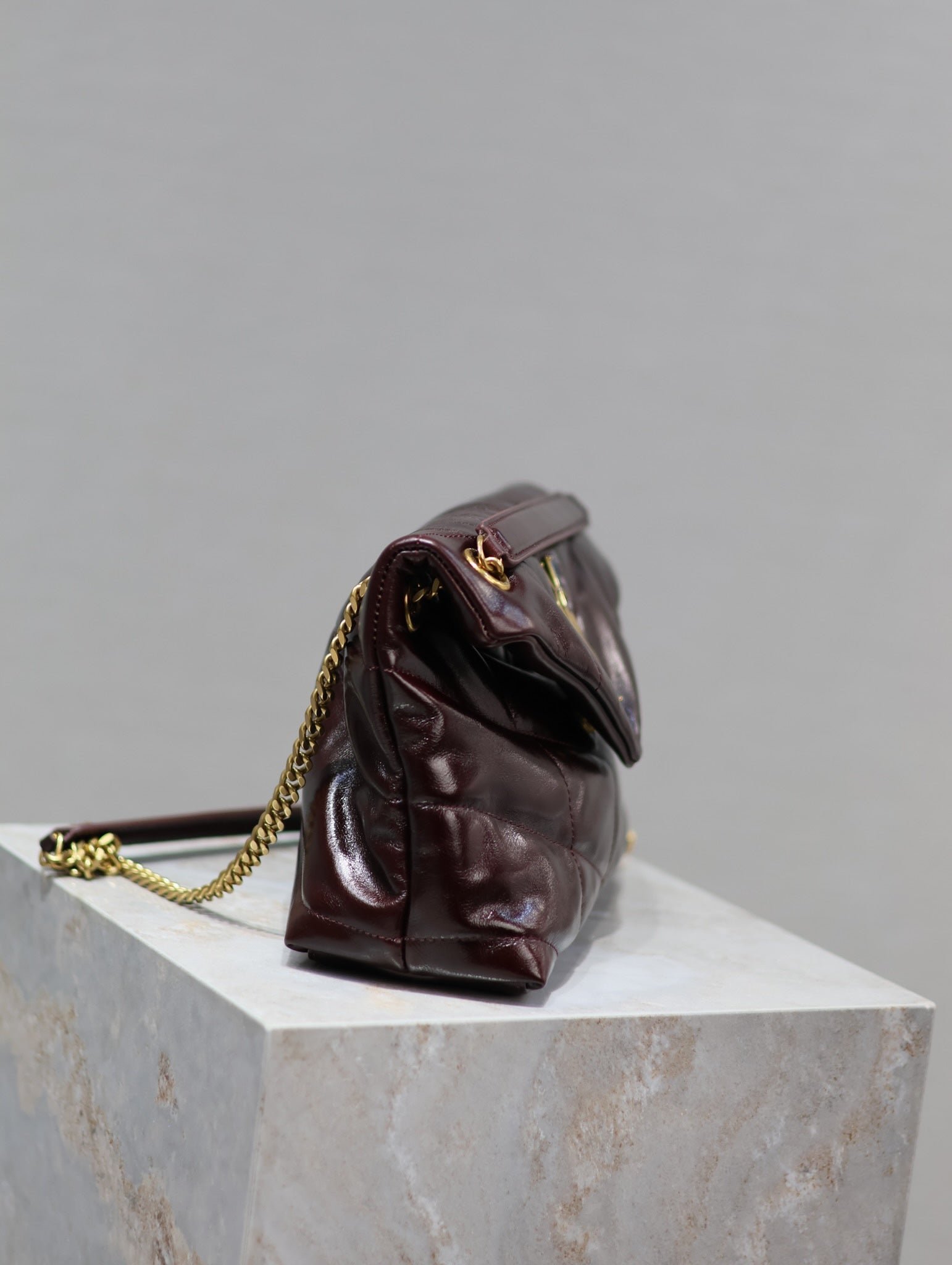 {Style No: 5D74R6C9} YSL 25S LOULOU PUFFER MEDIUM 29 IN DARK BURGUNDY CALFSKIN - Image 8