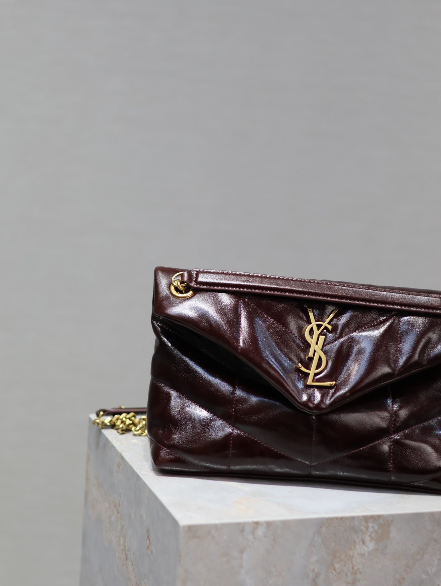 {Style No: 5D74R6C9} YSL 25S LOULOU PUFFER MEDIUM 29 IN DARK BURGUNDY CALFSKIN - Image 7
