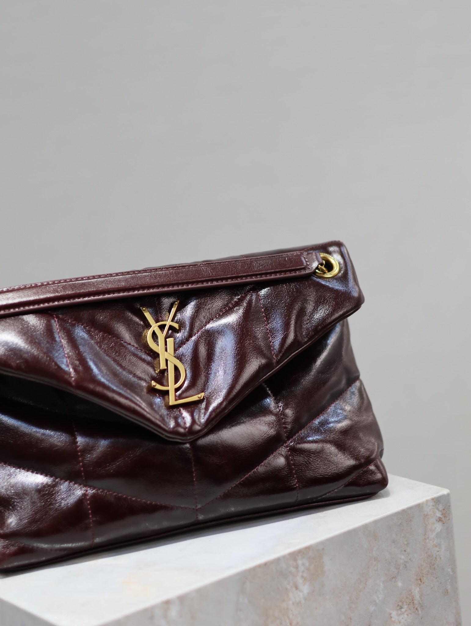{Style No: 5D74R6C9} YSL 25S LOULOU PUFFER MEDIUM 29 IN DARK BURGUNDY CALFSKIN - Image 6