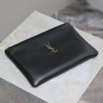 {Style No: 5QDOBDHI} CALYPSO SMALL POUCH 23 IN BLACK SMOOTH LAMBSKIN