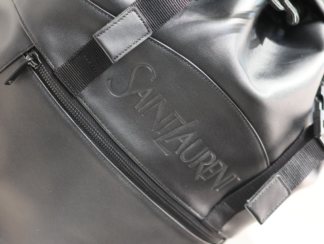 {Style No: K5UQFZUC} BACKPACK 45 IN BLACK CALFSKIN WITH EMBOSSED LOGO - Image 9
