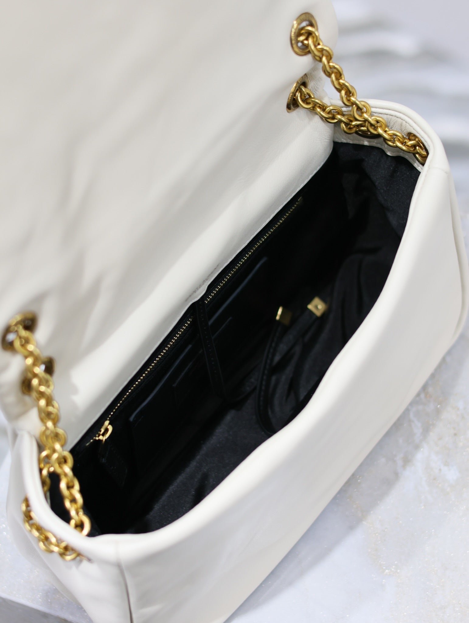 {Style No: 6S6CTH7O} JAMIE 4.3 SMALL BAG 25 IN WHITE LAMBSKIN GOLD HARDWARE - Image 7